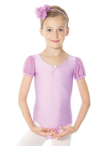 Shiny Nylon Short Sleeve Leotard