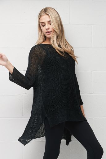 Ribbon knit asymetrical shirt